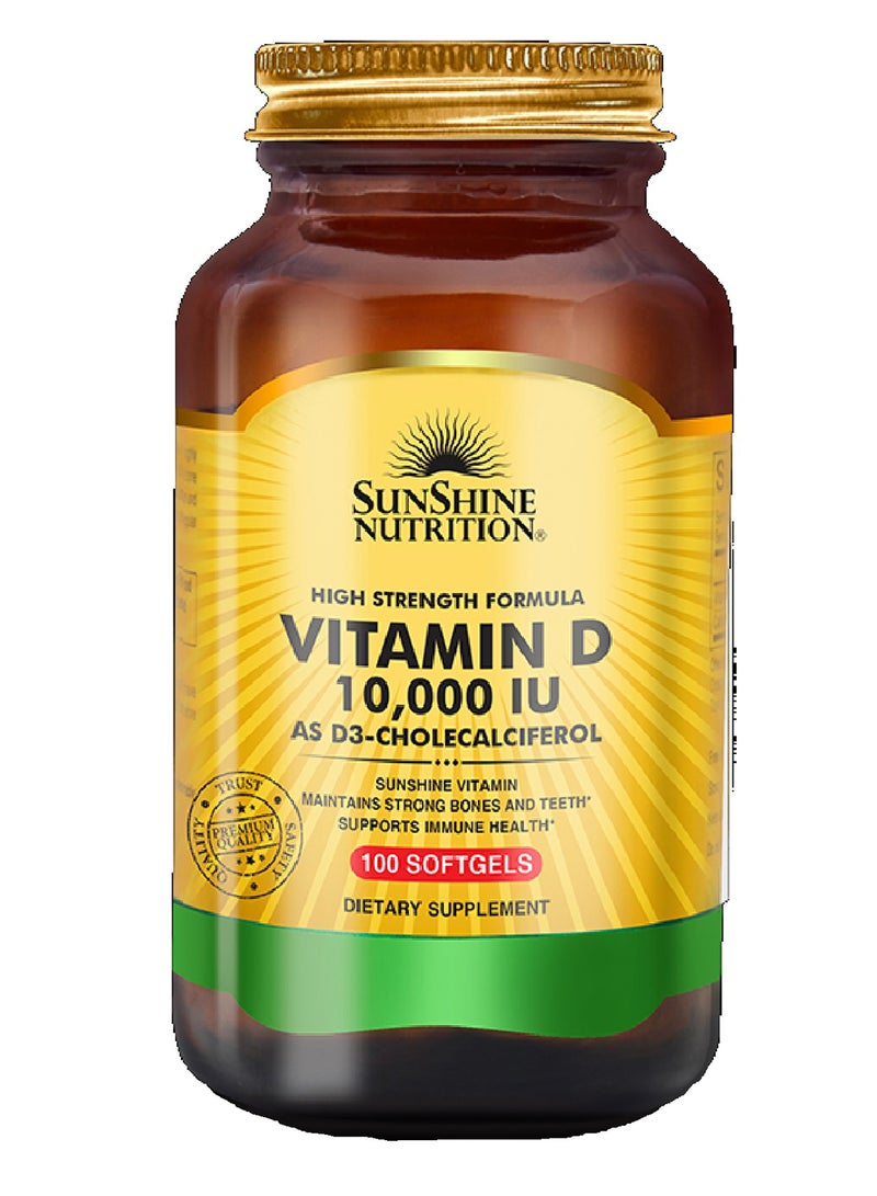 SUNSHINE NUTRITION Nutrition Vitamin D 10000 Iu Softgels 100's 