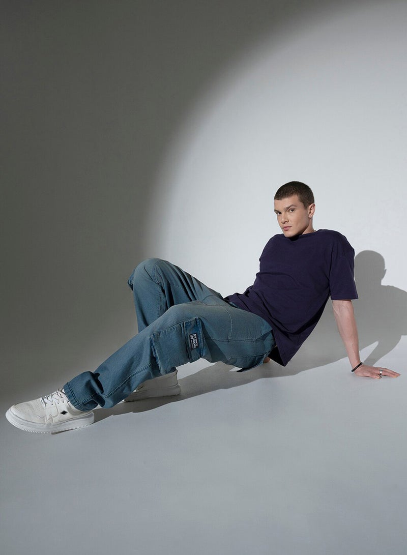 Hubberholme Men's Indigo 100% Cotton Solid Pattern Full Length Relaxed Jeans - Image 4