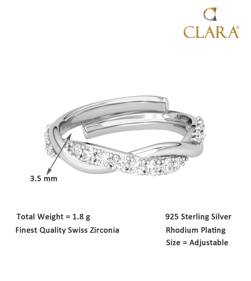 CLARA Pure 925 Sterling Silver Minimal Office wear Finger Ring with Adjustable Band | Gift for Women Girls Wife Girlfriend | Multiple Design Options - Image 5