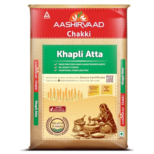 Aashirvaad Khapli Atta 1KG | Emmer Wheat Flour | High Fiber & Protein | Aids Digestion | Ancient Grain |Soft & Nutritious Rotis - Image 1