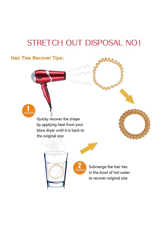 5 قطع من لفائف الشعر اللولبية المعدنية اللامعة ، بدون تجعد من البلاستيك المرن للهاتف ، ربطات الشعر ، حاملات ذيل الحصان الملونة ، إكسسوارات الشعر للنساء والفتيات (ذهبي) - Image 5