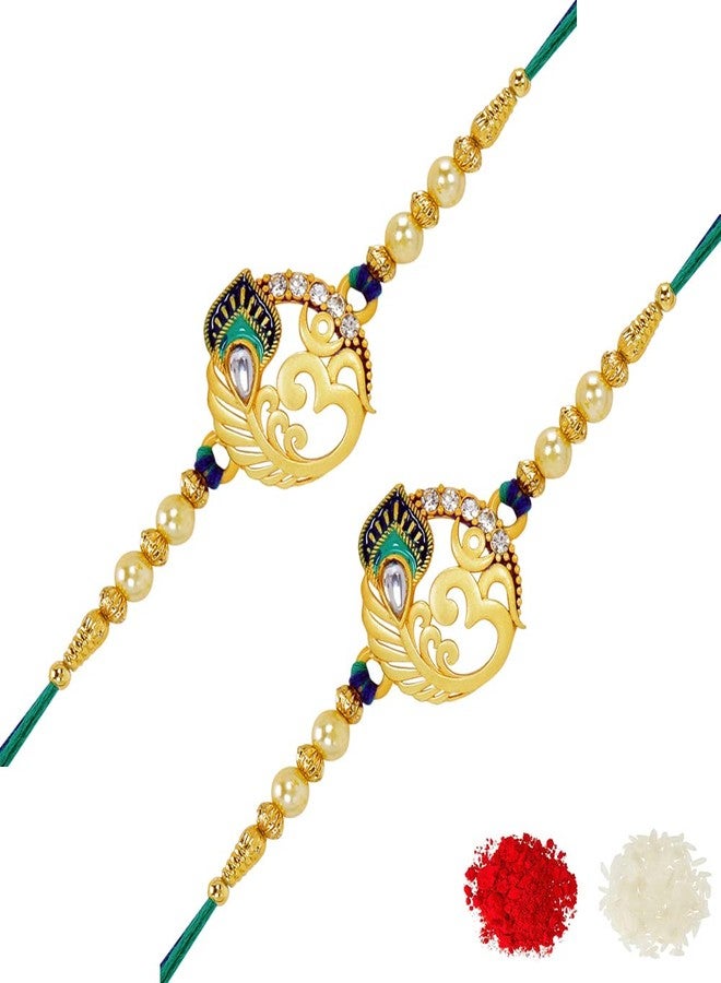 Riddhika Ventures Set of Multi Colour Family Rakhi with Roli Chawal and Greeting Card (P3P3) - Image 1