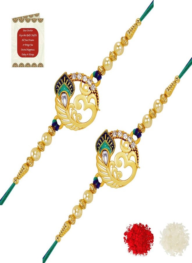 Riddhika Ventures Set of Multi Colour Family Rakhi with Roli Chawal and Greeting Card (P3P3) - Image 2