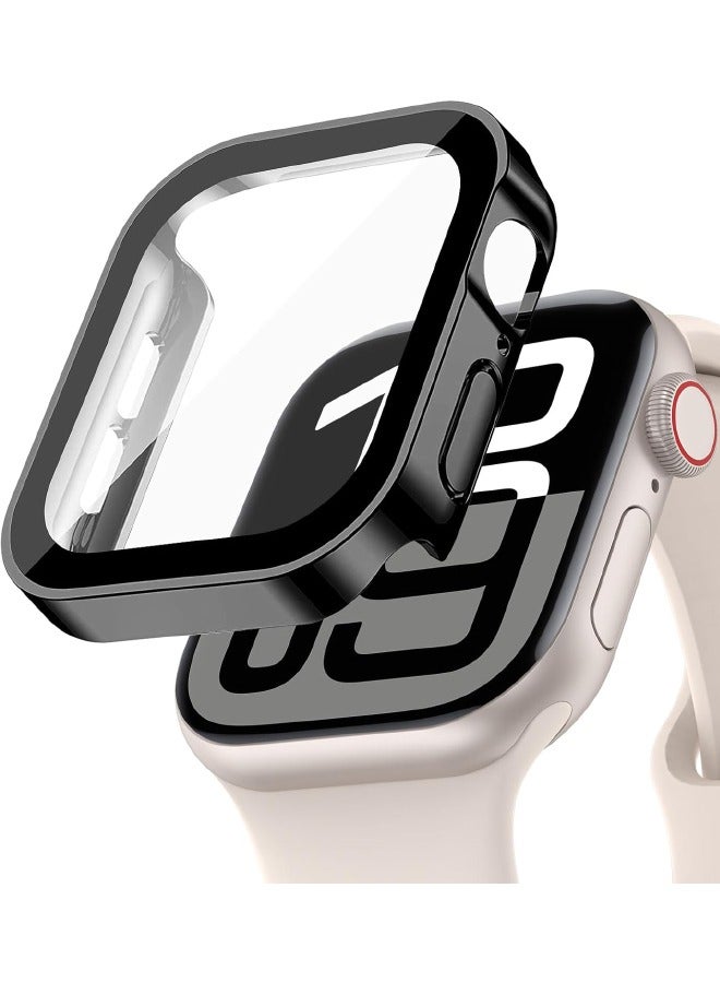Compatible for Apple Watch Series 10 46mm Hard Case with Tempered Glass Screen Protector, Unique Design Hard PC Waterproof Case Cover, Bumper Full Coverage Accessories for iWatch 10 46mm, Black  - Image 1