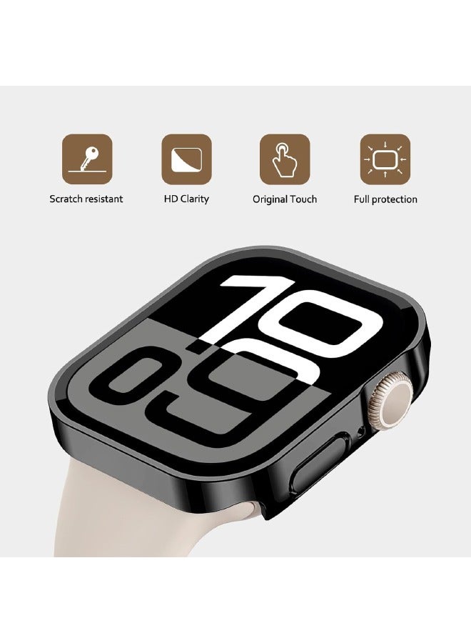 Compatible for Apple Watch Series 10 46mm Hard Case with Tempered Glass Screen Protector, Unique Design Hard PC Waterproof Case Cover, Bumper Full Coverage Accessories for iWatch 10 46mm, Black  - Image 2