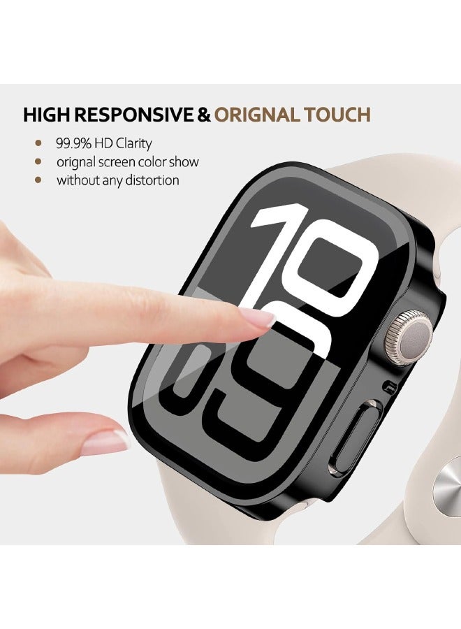 Compatible for Apple Watch Series 10 46mm Hard Case with Tempered Glass Screen Protector, Unique Design Hard PC Waterproof Case Cover, Bumper Full Coverage Accessories for iWatch 10 46mm, Black  - Image 3