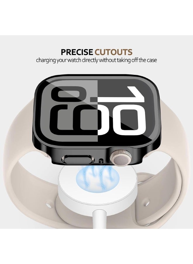 Compatible for Apple Watch Series 10 46mm Hard Case with Tempered Glass Screen Protector, Unique Design Hard PC Waterproof Case Cover, Bumper Full Coverage Accessories for iWatch 10 46mm, Black  - Image 4