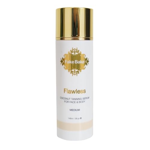 Fake Bake Flawless Coconut Sunless Tanning Serum with Hyaluronic Acid Lightweight Illuminating Face  Body Gradual Self Tanner  Hydrating  Rejuvenating Skin Care for Women  Men  5 oz