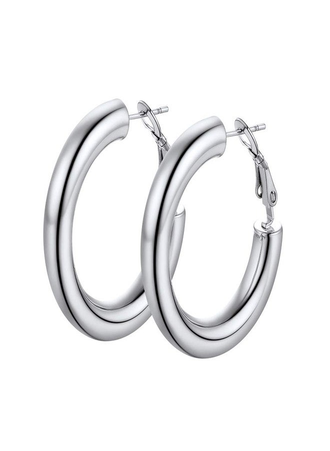 PROSTEEL Earings Stainless Steel Chunky Hoop Earrings For Women 30mm Hoops Earing Womens Jewelry Thick Silver Earrings - Image 1