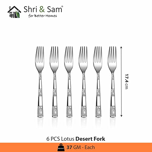 Shri & Sam Stainless Steel Lotus Desert Fork,6 Pieces - Image 2