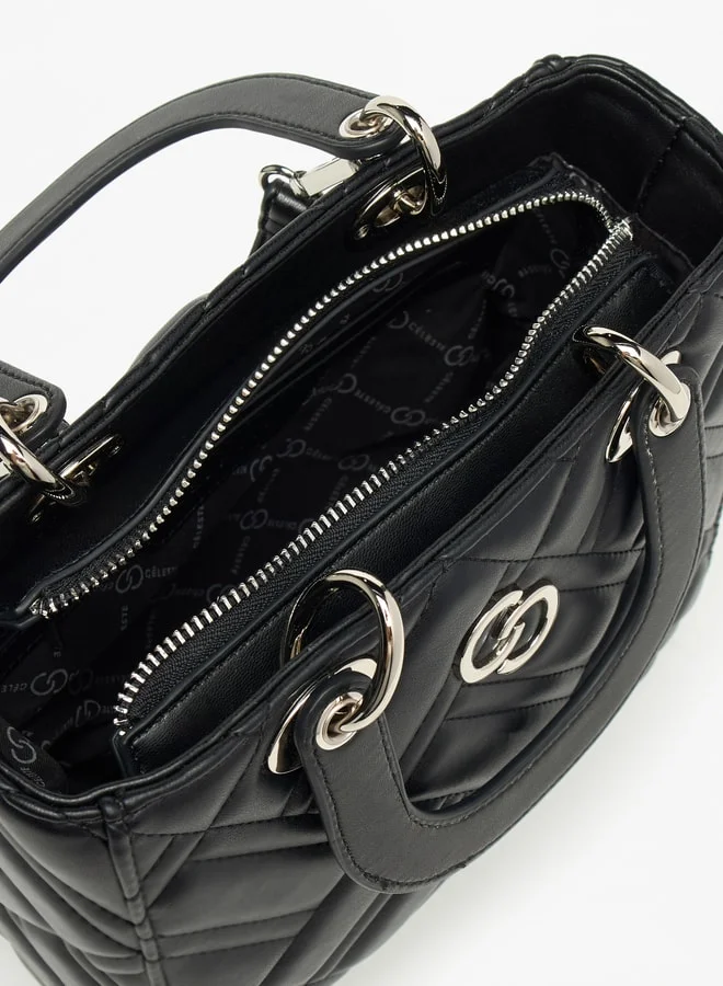 سيليست Women Quilted Tote Bag with Zip Closure and Double Handle