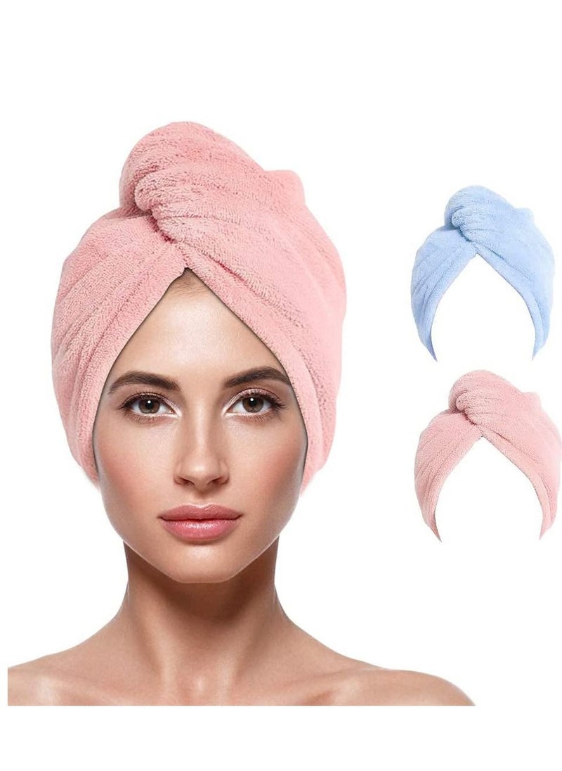 ORiTi Microfiber Hair Towel Wrap, 2 Pack 25x65cm, Super Absorbent Fast Drying Hair Turban soft, Anti Frizz Hair Wrap Towels for Women Wet Hair, Curly, Longer, Thicker Hair  - Image 1