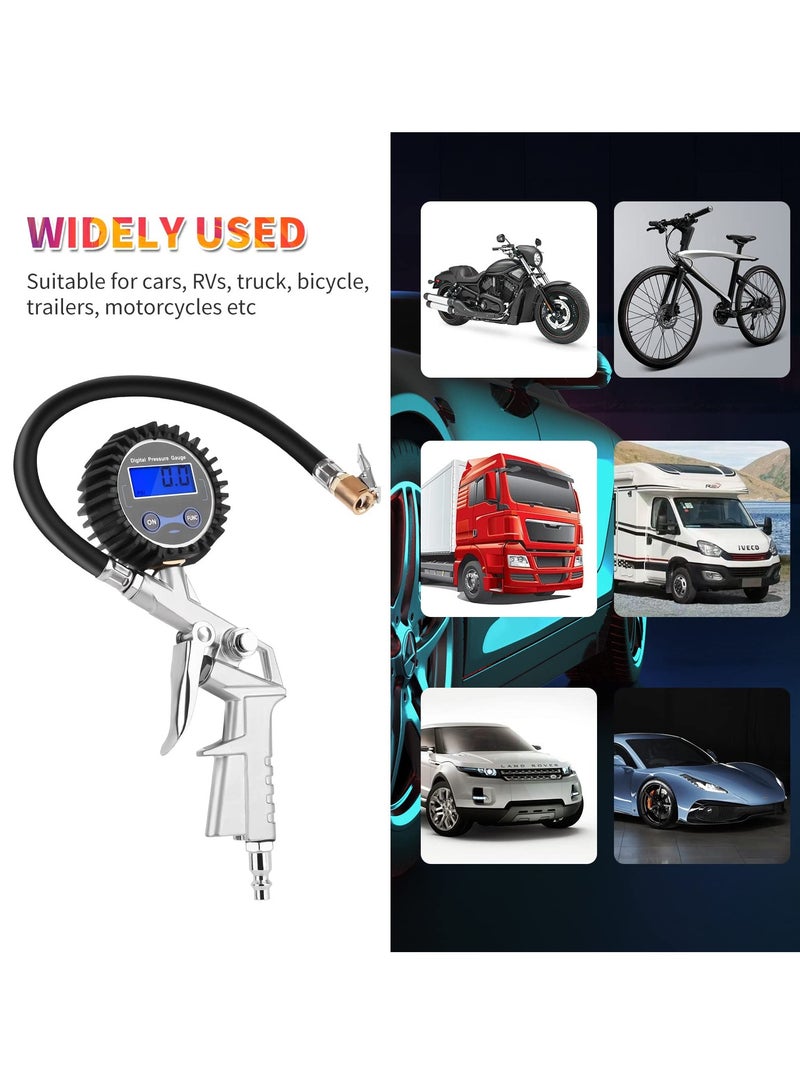 Generic Digital Tire Pressure Gauge with Inflator, 0-150 PSI, Precision Air Chuck, 0.1 Display Resolution, Compatible with Air Compressor for Wheel Inflation  - Image 5