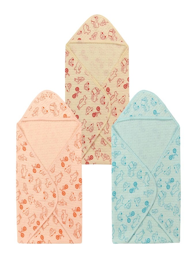 Dikary Hooded Baby Towel - Premium Soft Baby Bath Towel for Bathtub for Newborn, Infant - Ultra Absorbent, Natural Baby Stuff Towel for Boy and Girl (Yellow Peach Blue) - Image 1