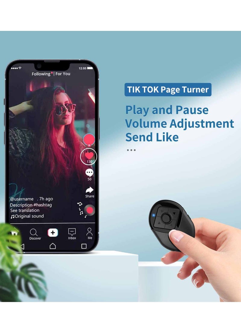 إكسفور جهاز تحكم عن بعد لاسلكي بتقنية البلوتوث لـ TIK TOK وKindle ومصراع الكاميرا - متوافق مع iPhone وiPad وAndroid - دعم 6 أزرار لتسجيل فيديو Tiktok والتشغيل والإيقاف المؤقت والإعجاب - Image 5