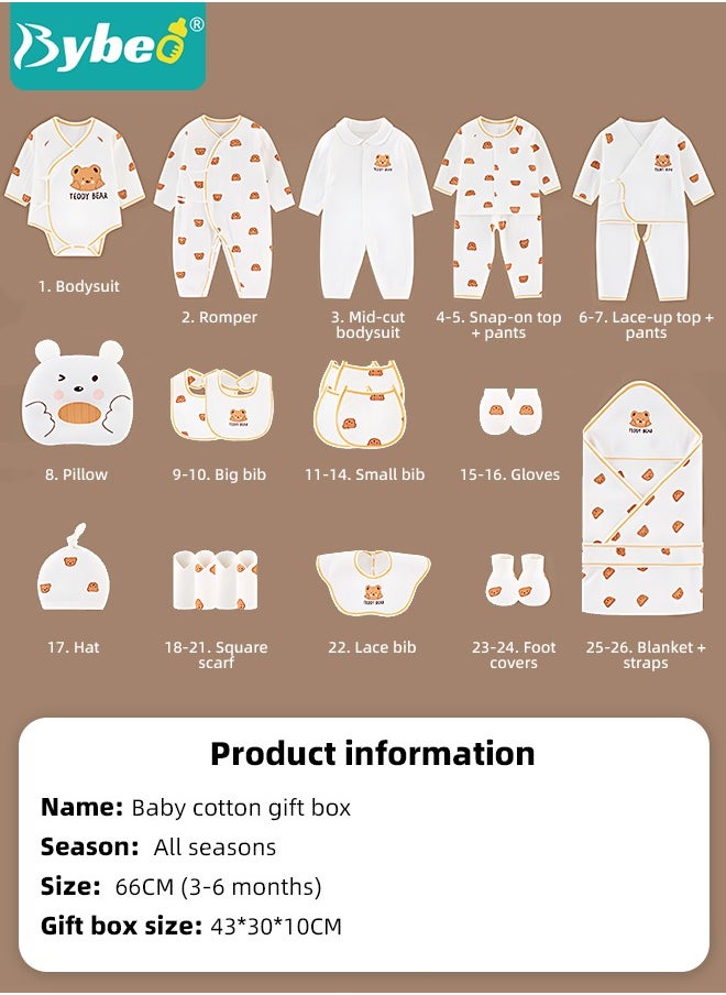 Bybeo - 26PCS Newborn Baby Gifts Set, Newborn Layette Gift Set, Baby Clothes Accessories Set for Boys and Girls, Premium Cotton, Perfect Gift Box for Spring Summer Autumn Winter Four Seasons - Image 1