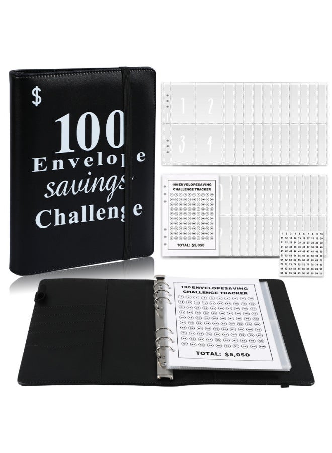 HONGYANG Envelopechallenge Loose-leaf Notebook 100 Days Money Saving Book Challenge Cash Saving Book - Image 1