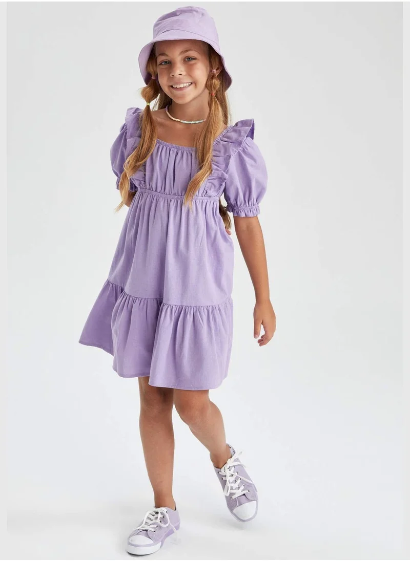 ديفاكتو Regular Fit Short Balloon Sleeves Mini Dress