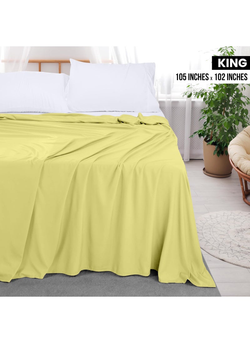 Utopia Bedding Utopia Bedding Flat Sheet - Soft Brushed Microfiber Fabric - Shrinkage & Fade Resistant Top Sheet - Easy Care - 1 Flat Sheet Only (King  Yellow)  - Image 2
