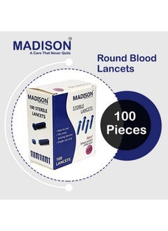 Madison Premium Round Glucometer Lancet Needle - Pack Of 100 Pieces (Blue Color) , Round Lancet Needle, Round Glucometer Lancets, Glucometer Lancets  - Image 2