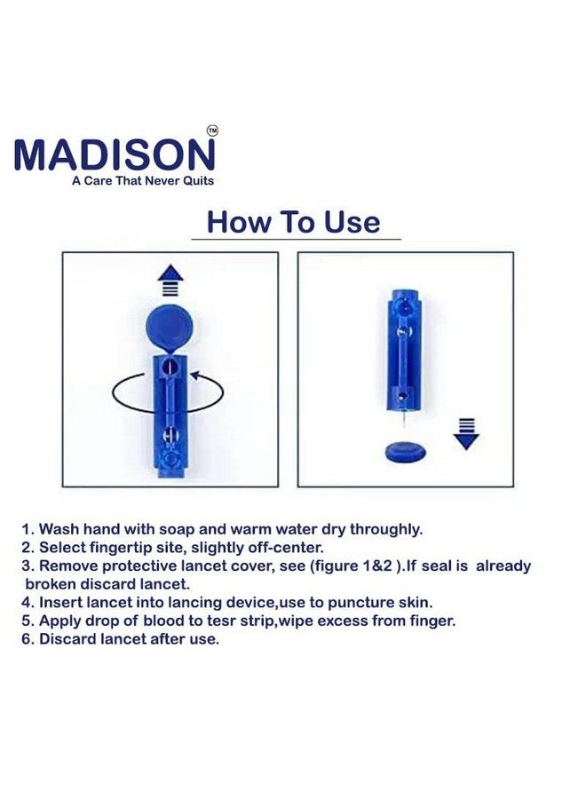 Madison Premium Round Glucometer Lancet Needle - Pack Of 100 Pieces (Blue Color) , Round Lancet Needle, Round Glucometer Lancets, Glucometer Lancets  - Image 3