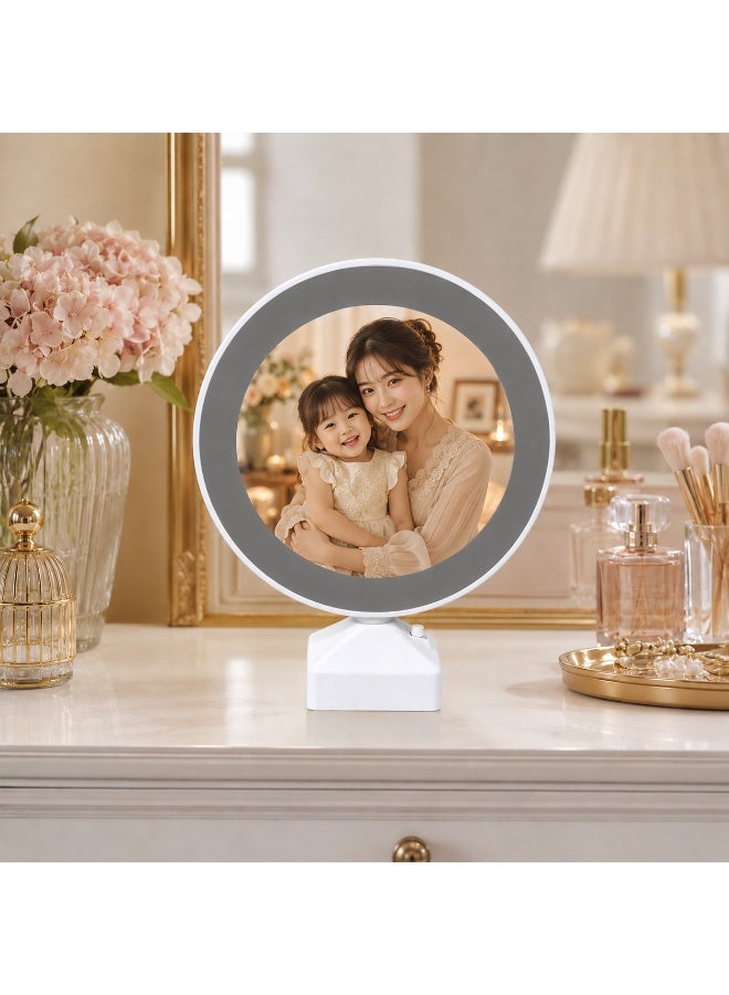 Round LED Photo Mirror with Changeable Picture Display, Battery and USB Type C Power for Vanity and Decor - Image 5