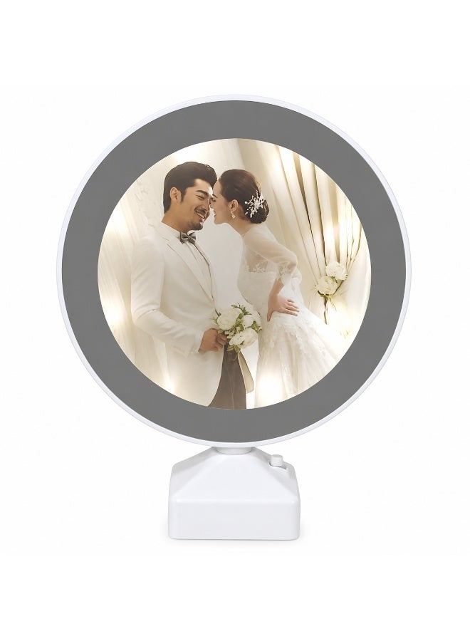 Round LED Photo Mirror with Changeable Picture Display, Battery and USB Type C Power for Vanity and Decor - Image 3