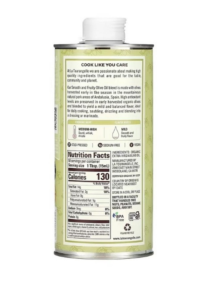 La Tourangelle Organic Extra Virgin Olive Oil Smooth and Fruity 25.4 fl oz 750 ml  - Image 2