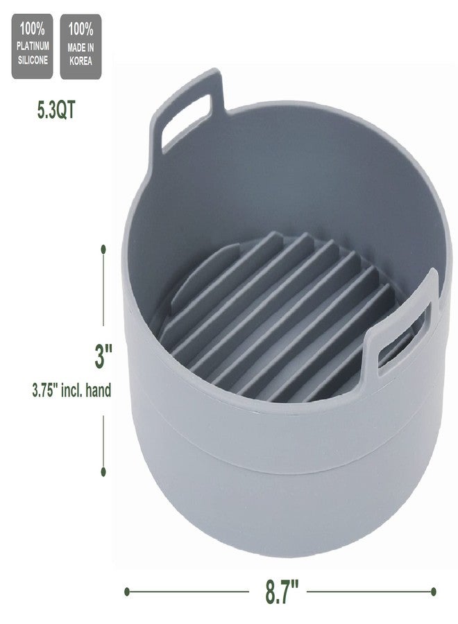 jNE Premium 5.3 QT Air Fryer Silicone Pot, Bowl, Basket | Food Safe Air Fryers Oven Accessories | Easy to Clean | Replacement of Parchment Liners | 8.7 inches in diameter, Gray - Image 2