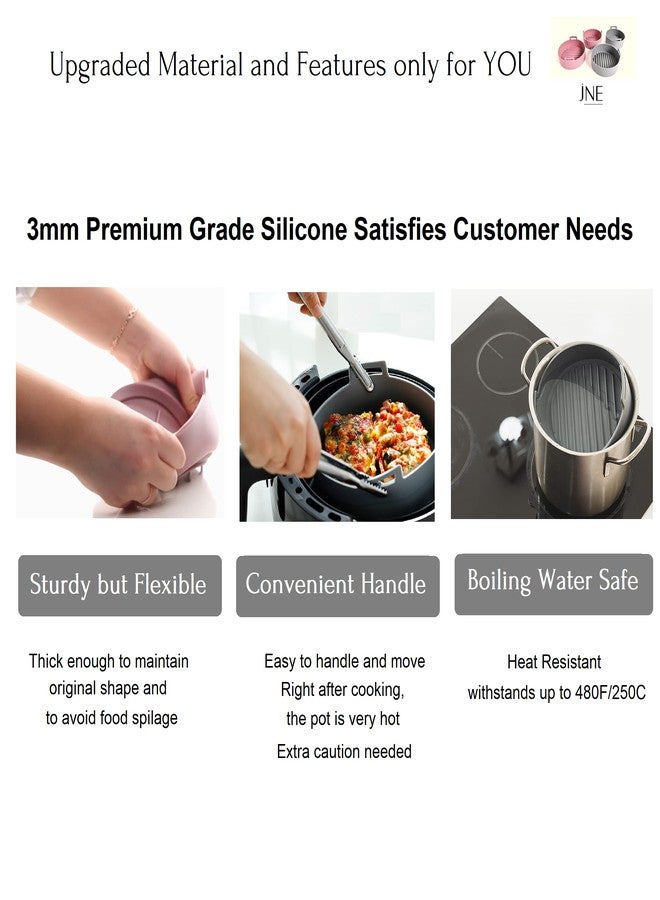 jNE Premium 5.3 QT Air Fryer Silicone Pot, Bowl, Basket | Food Safe Air Fryers Oven Accessories | Easy to Clean | Replacement of Parchment Liners | 8.7 inches in diameter, Gray - Image 5