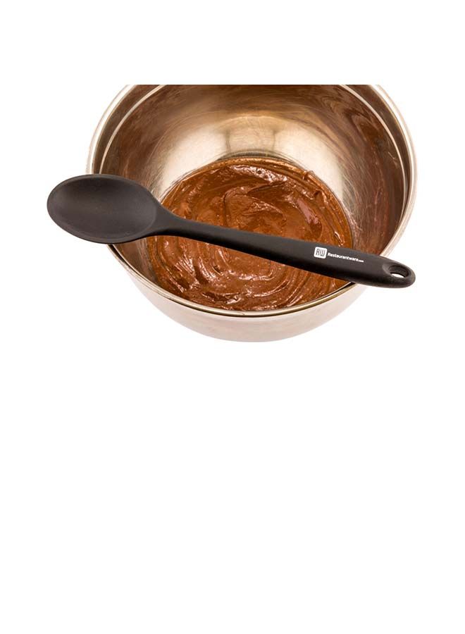 Restaurantware 10.6 Inch Mixing Spoon, 1 Heat-Resistant Silicone Cooking Spoon - Durable, Nylon Core, Black Silicone Mixing Spoons For Cooking, Dishwasher-Safe, For Mixing Or Stirring - Image 4