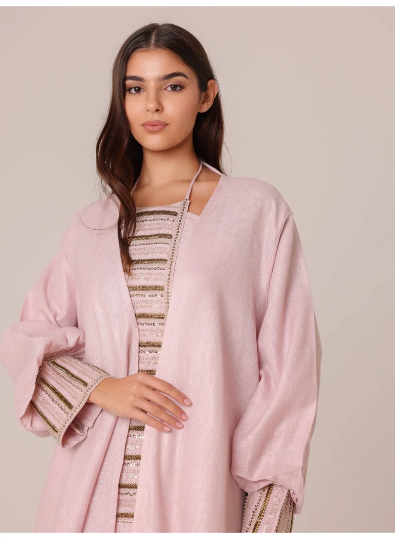 IKKXA 2 Piece Outfit Luxury Sequins Stripes Details IN9151 Pink