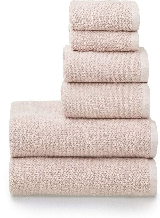 Simpli-Magic 79459 Popcorn Textured Bath Towels Set, 2 Bath Towels, 2 Hand Towels, 2 Washcloths, 6 Pieces, Pink - Image 1