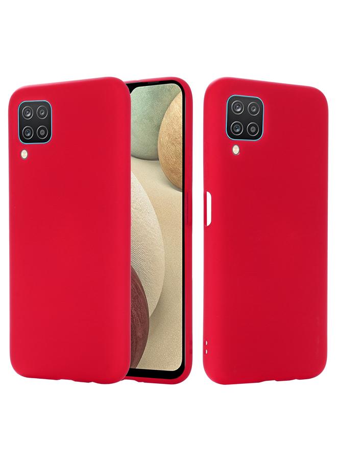 اس-توب جراب لهاتف Samsung Galaxy A12 مصنوع من السيليكون السائل المقاوم للصدمات بتغطية كاملة بلون نقي - Image 1