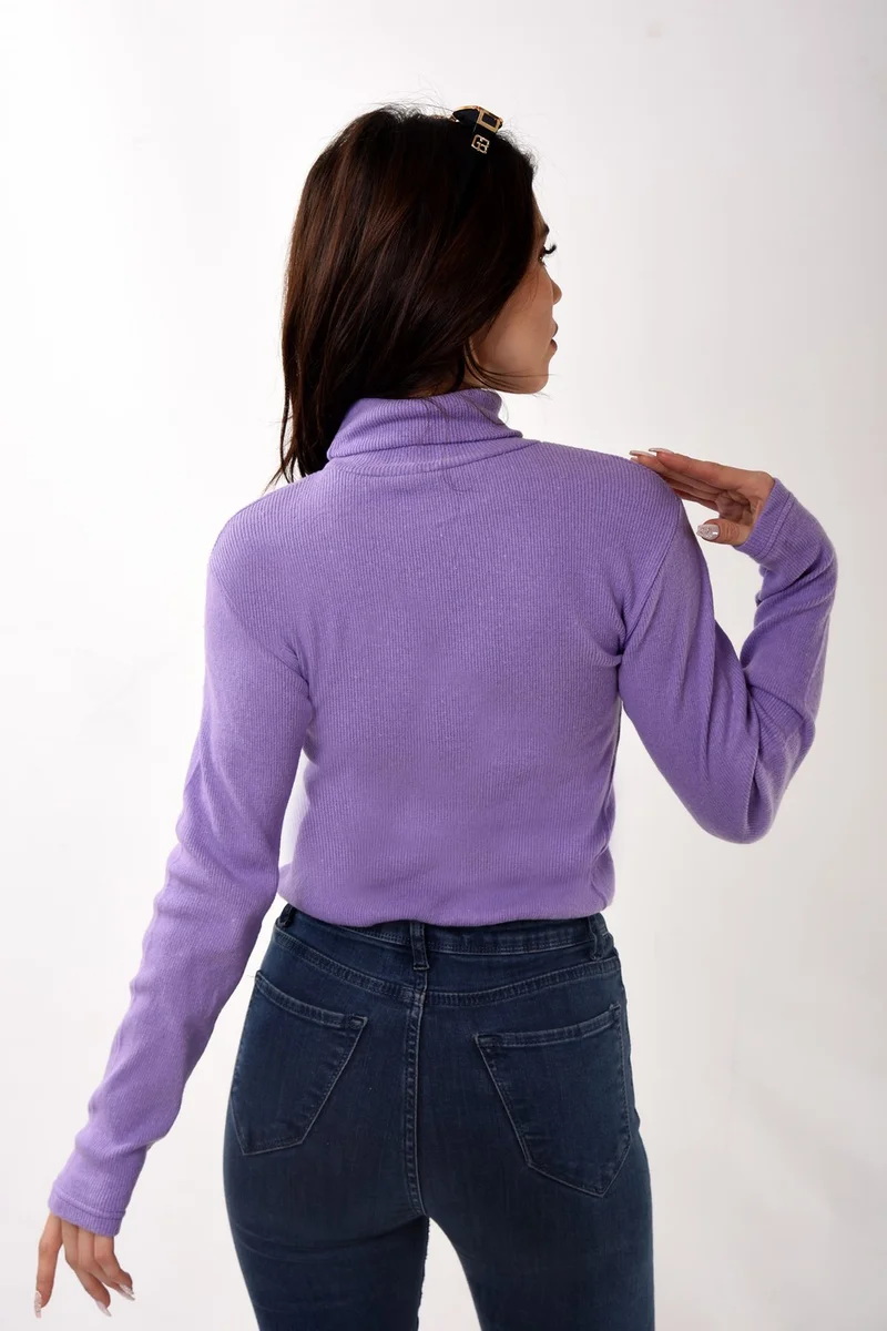 بيليفانتي كولكشن Women's Turtleneck Turtleneck Slim Fit Sweater Lilac