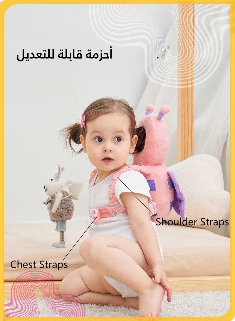 TOCHANG Baby Head Protection Backpack Cushion, Butterfly Design Toddler Anti-Fall Pillow for Crawling and Walking, Breathable PP Cotton Infant Head Support (Pink) - Image 4