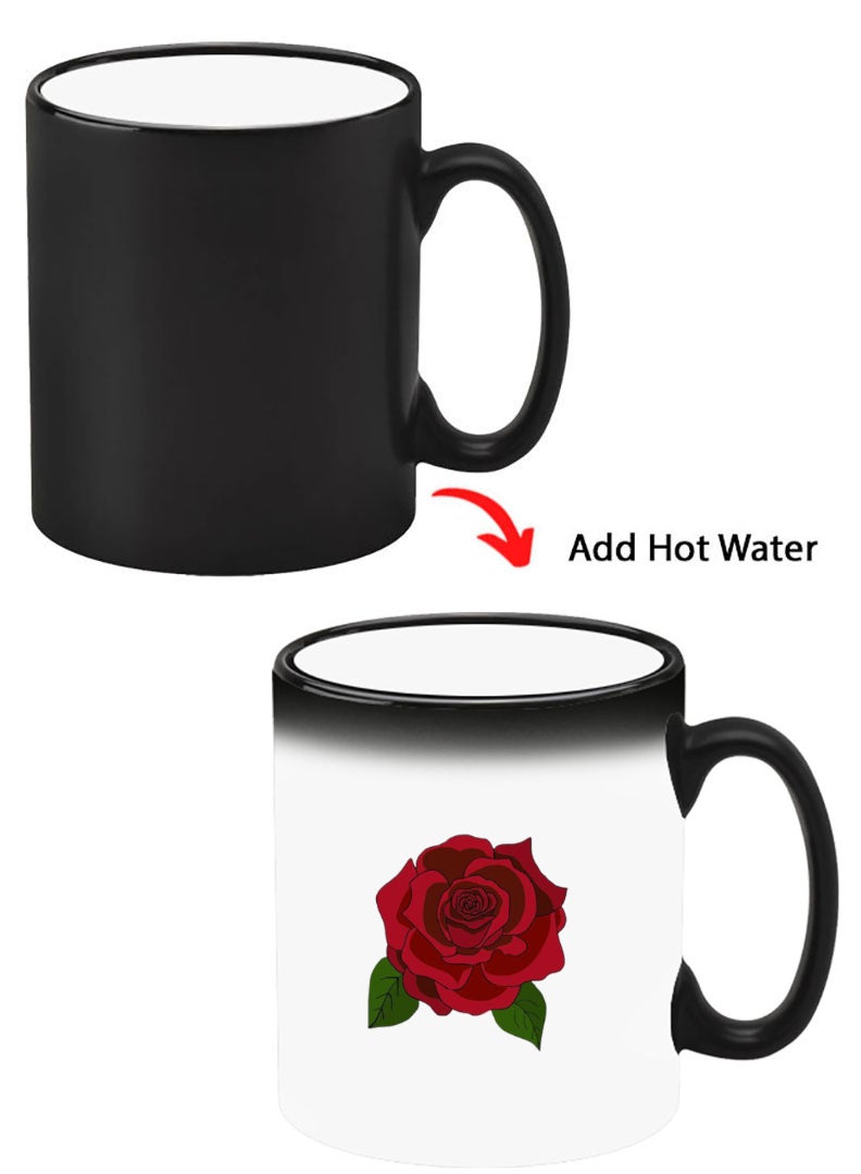 Theodor Color Changing Heat Sensitive Ceramic Mug, Image Revealed When HOT Liquid is Added! Rose 1 - Image 1
