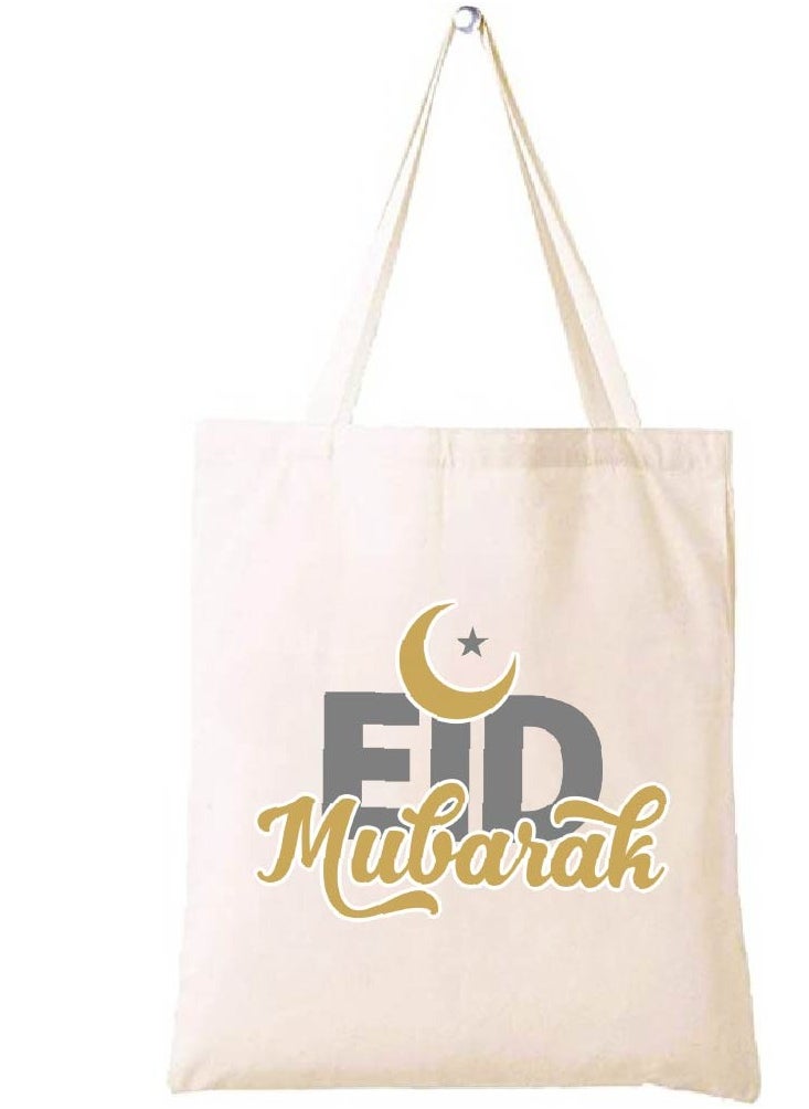 PRINTSHOP4ME Eid Cotton Shopper Bag - Reusable and Eco-Friendly Canvas Tote Bag for Women - Gift for Eid - Perfect for Shopping and Everyday Use - Celebrate Eid in Style  - Image 1