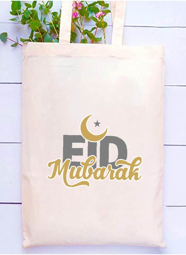 PRINTSHOP4ME Eid Cotton Shopper Bag - Reusable and Eco-Friendly Canvas Tote Bag for Women - Gift for Eid - Perfect for Shopping and Everyday Use - Celebrate Eid in Style  - Image 2