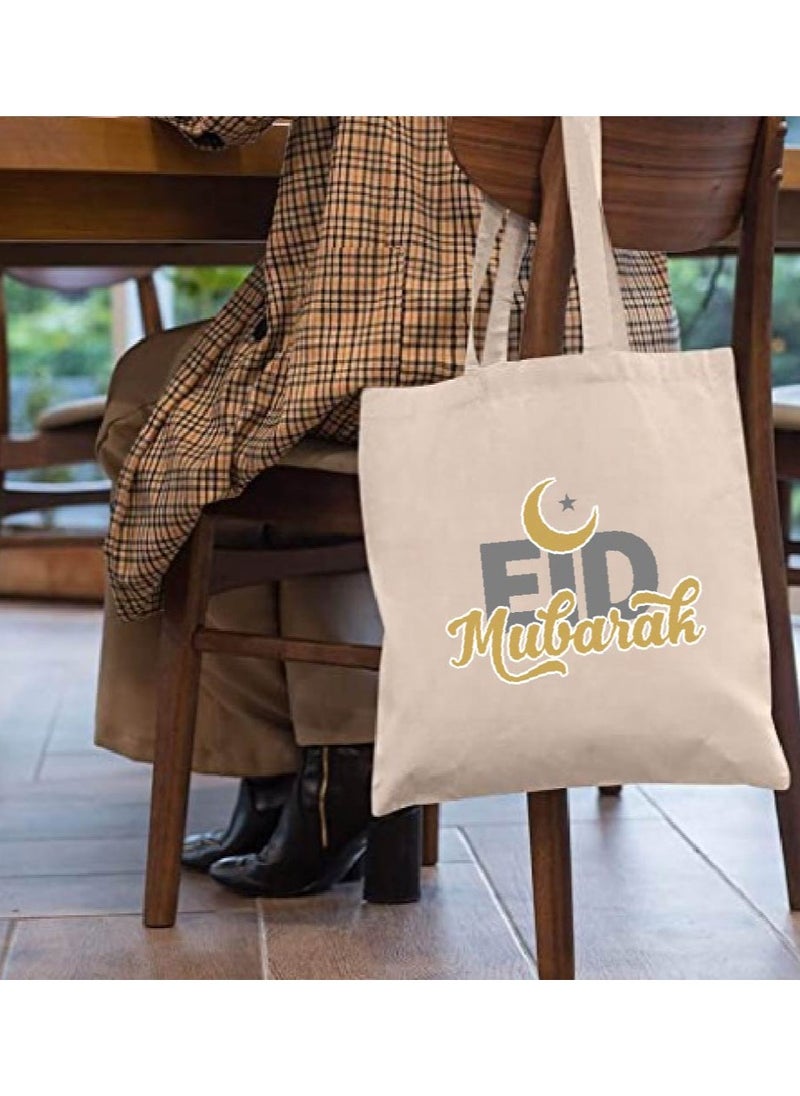 PRINTSHOP4ME Eid Cotton Shopper Bag - Reusable and Eco-Friendly Canvas Tote Bag for Women - Gift for Eid - Perfect for Shopping and Everyday Use - Celebrate Eid in Style  - Image 3