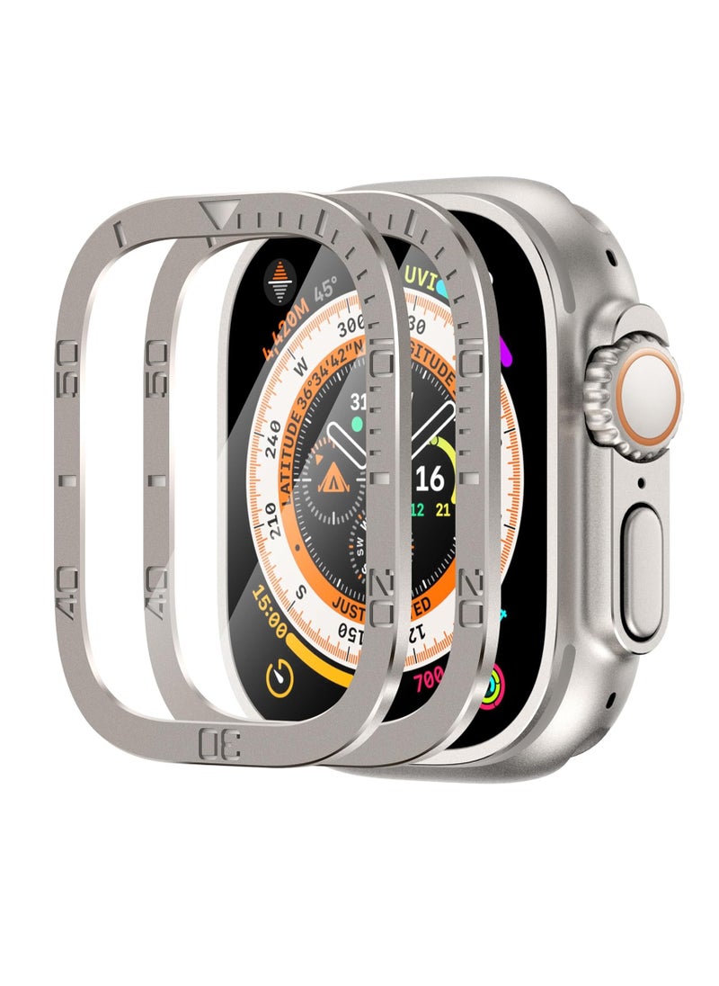 Aookay - [2 Pack] Tempered Glass Screen Protector with Titanium Alloy Frame Compatible with Apple Watch Ultra 3 Screen Protector 49mm, Waterproof HD Film for iWatch Ultra 3 49mm (Titanium) - Image 1