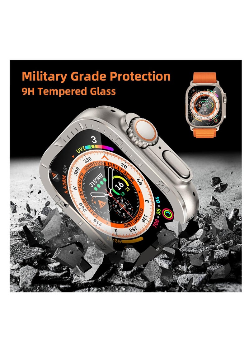 Aookay - [2 Pack] Tempered Glass Screen Protector with Titanium Alloy Frame Compatible with Apple Watch Ultra 3 Screen Protector 49mm, Waterproof HD Film for iWatch Ultra 3 49mm (Titanium) - Image 1