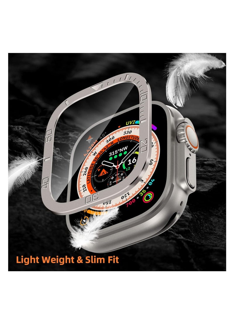 Aookay - [2 Pack] Tempered Glass Screen Protector with Titanium Alloy Frame Compatible with Apple Watch Ultra 3 Screen Protector 49mm, Waterproof HD Film for iWatch Ultra 3 49mm (Titanium) - Image 1