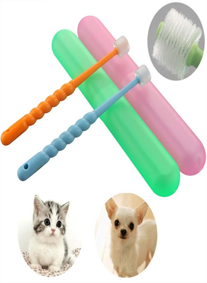 VTurboWay 2 Pack 360-Degree Pet Toothbrush for Puppy, Small Dog and Cat, Colors May Vary - Image 2