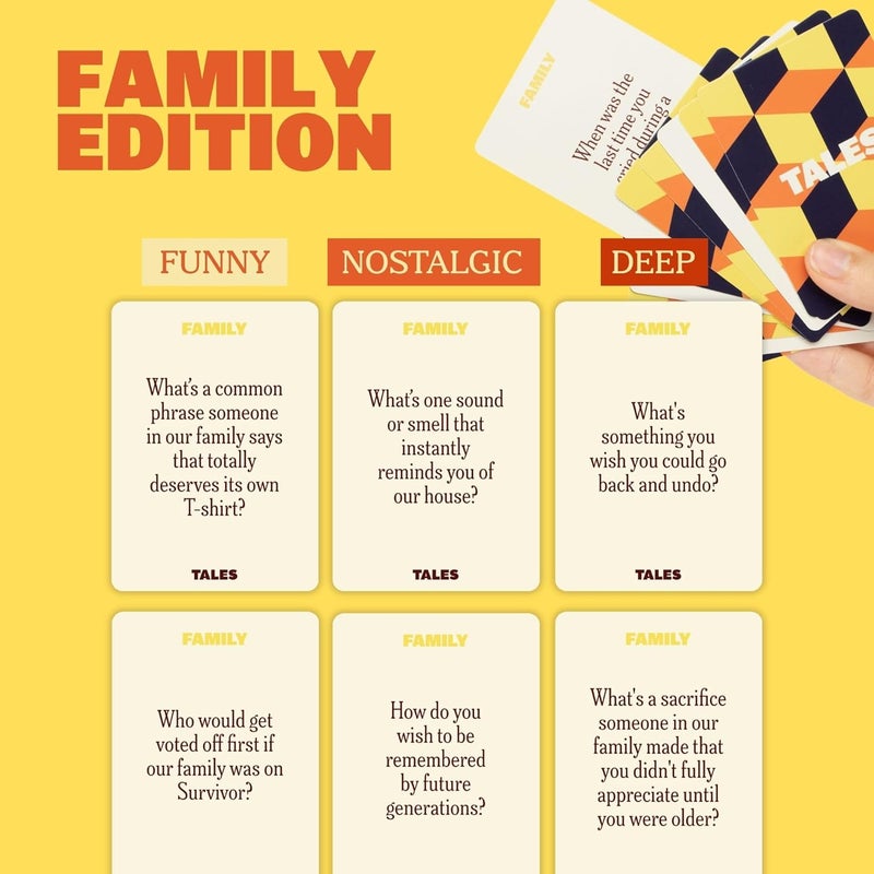 Tales Conversation Starter Cards, Family Edition, Perfect for Family Games for Adults, Family Dinners, Game Nights, Gifts, Holidays, and Gatherings, Prompts for Meaningful Connections, 150 Cards - Image 4
