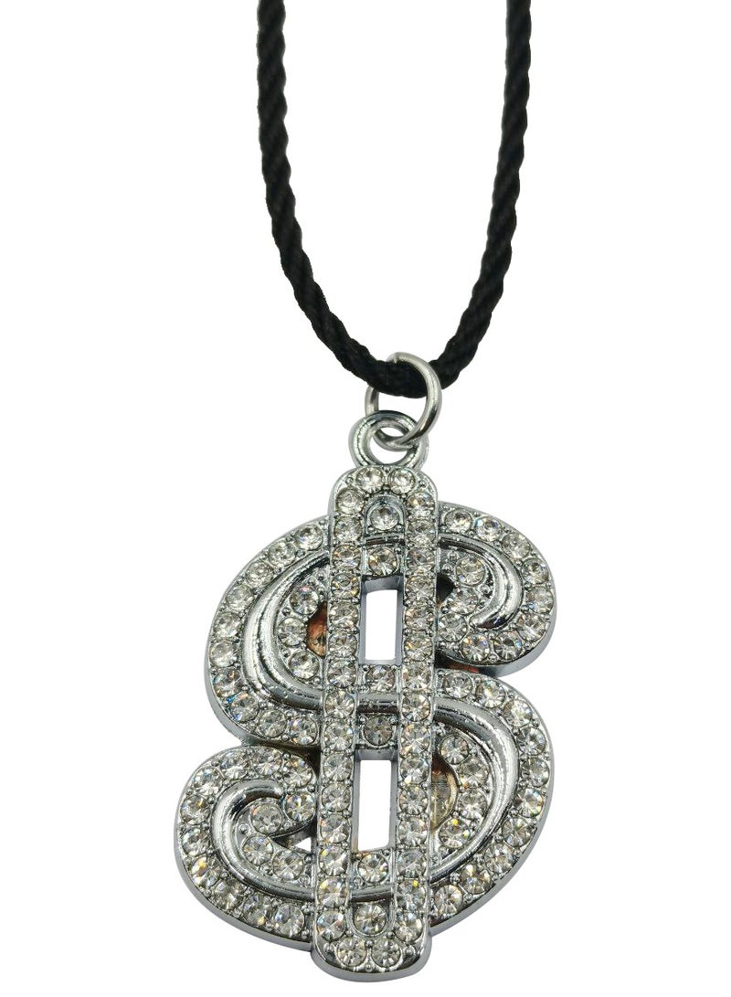 NMC Car Mirror Hanging Fancy Diamond Dollar Logo Pendant Metal Mini Car Decoration Chain  1 Pcs Silver - Image 2