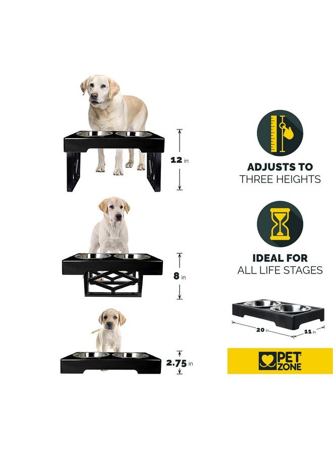 بت زون أوعية طعام مرتفعة للكلاب من Pet Zone بتصميم Diner 3 مع حامل أوعية مرتفع قابل لتعديل الارتفاع مع وعاءين من الفولاذ المقاوم للصدأ (سعة كل وعاء 7 أكواب) - Image 3