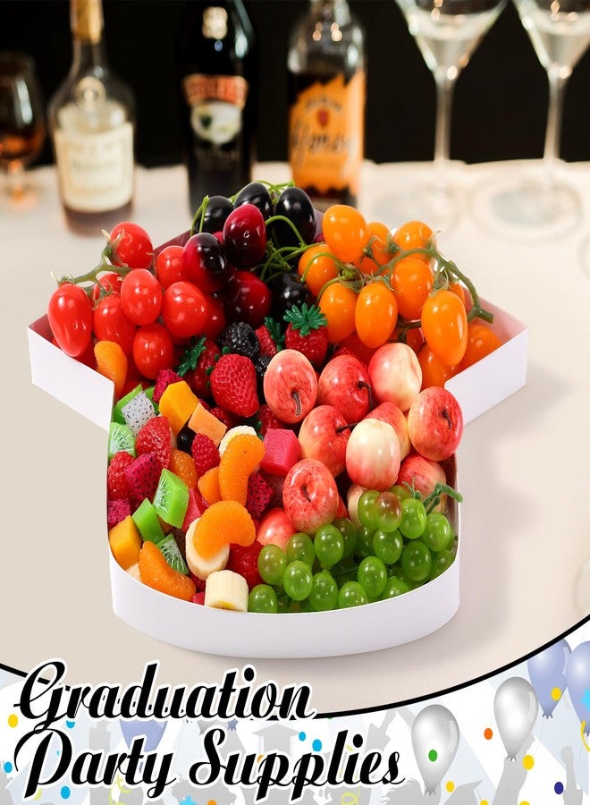 Tellingyou 13.7'' Fillable Grad Cap Cardboard Serving Tray for Charcuterie 2026 Graduation Decoration Fillable Paper Mache Candy Cutouts Congrats Cardboard Box for Grad Party Supplies(White) - Image 5