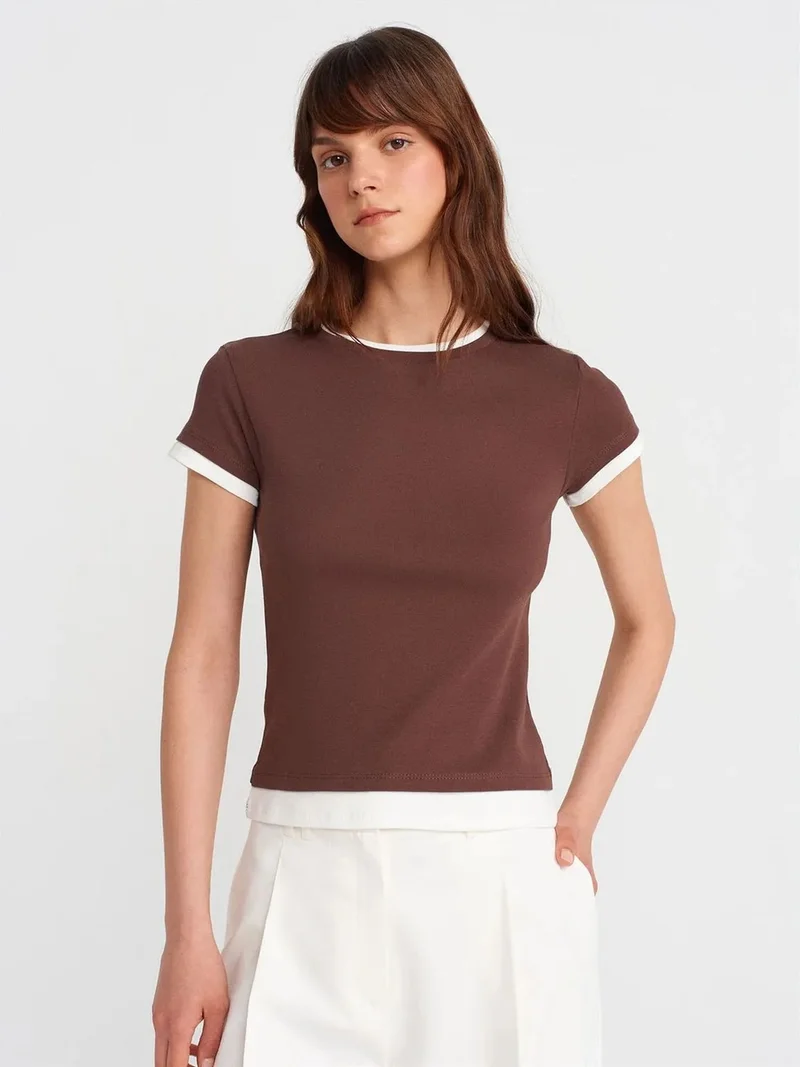 Dilvin DILVIN Women's Slim Fit Cotton Crew Neck T-Shirt