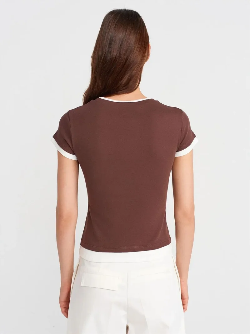 Dilvin DILVIN Women's Slim Fit Cotton Crew Neck T-Shirt